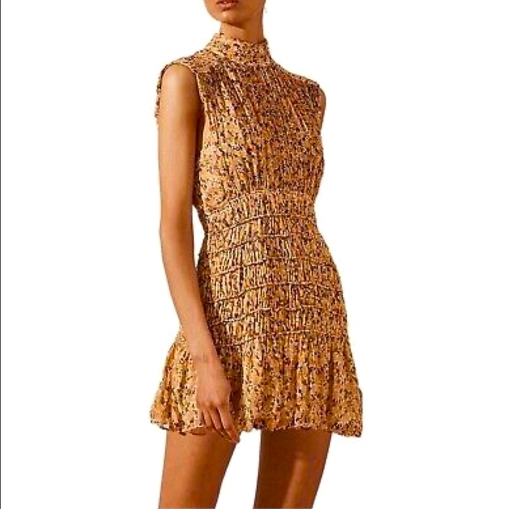 NWT SHONA JOY Collette High Neck Sleeveless Corded Mini Dress